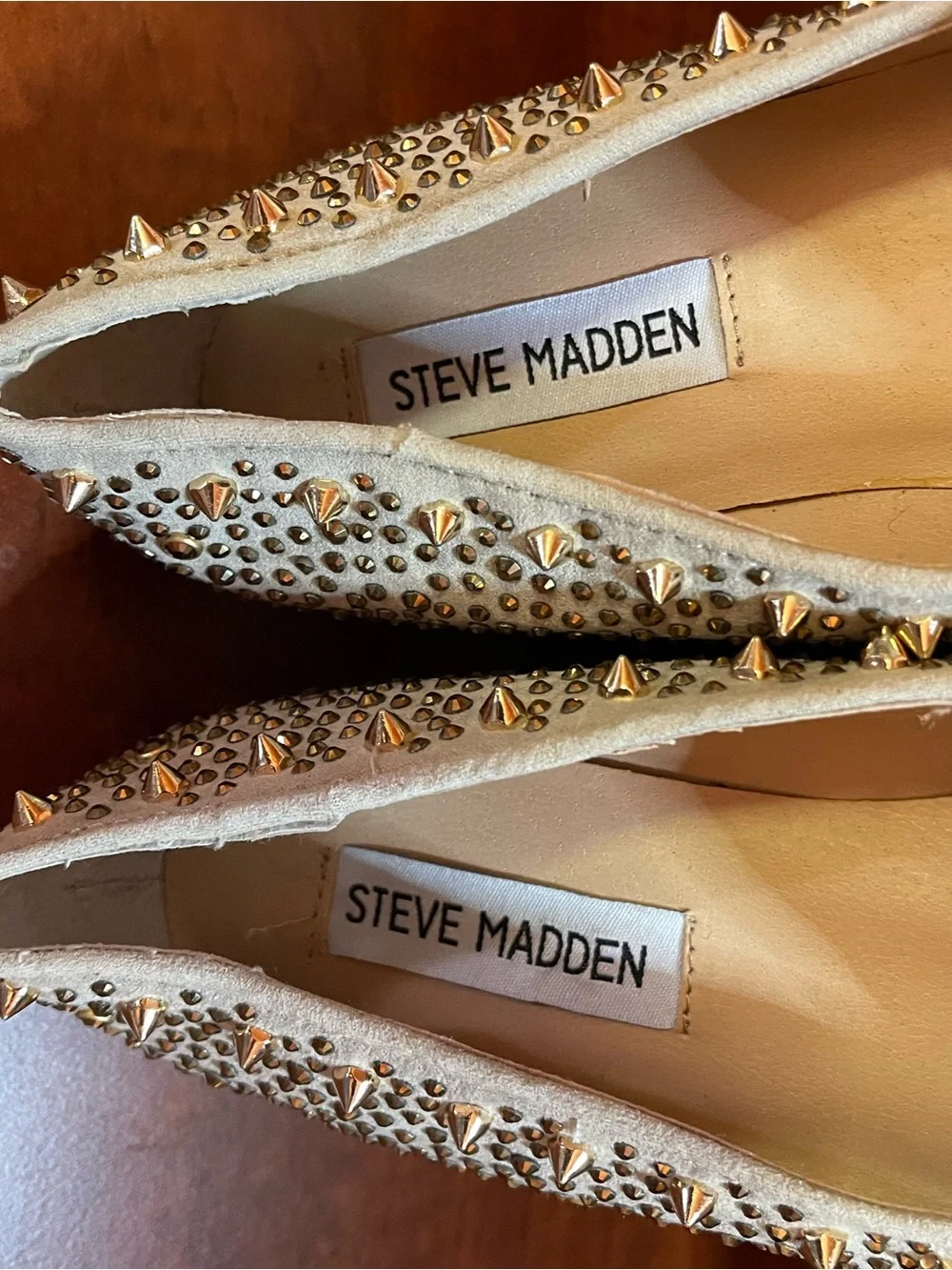 NWOB Steve Madden Studded Rhinestone & Spike Crystal Suede Loafers/Flats Sz 6.5
